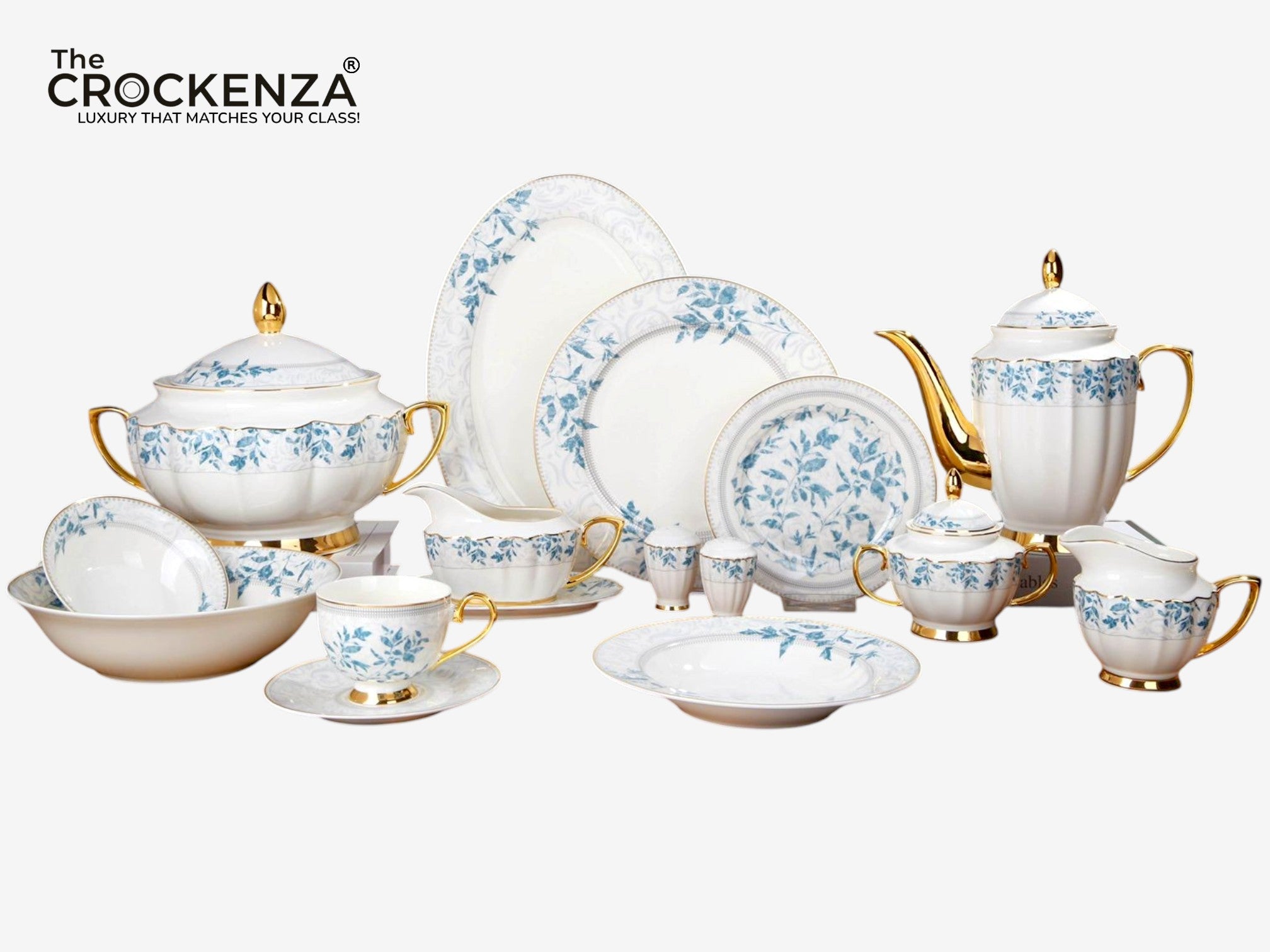 Johnson Bros Inspired Royal Floral Bone China Luxury Dinner Set | 65 & 89 Piece Gold-Gilded Collection