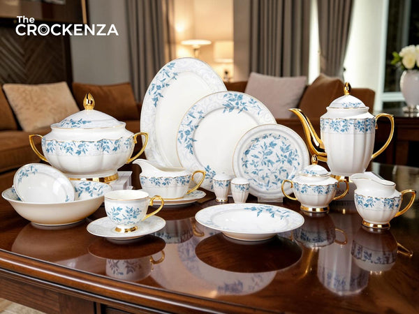 Johnson Bros Inspired Royal Floral Bone China Luxury Dinner Set | 65 & 89 Piece Gold-Gilded Collection