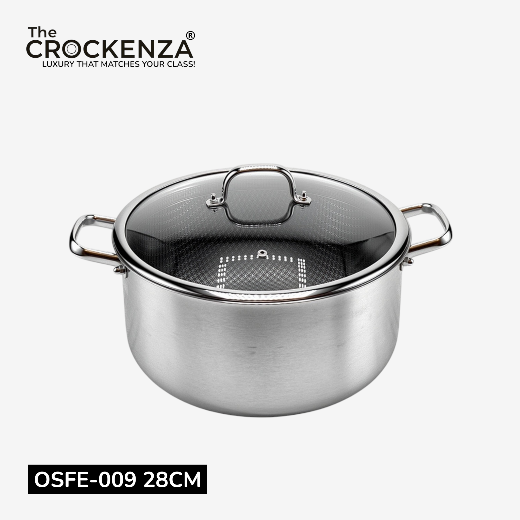 OSFE Honeycomb Stainless Steel Triply Casserole with Glass Lid – Premium Cooking Pot