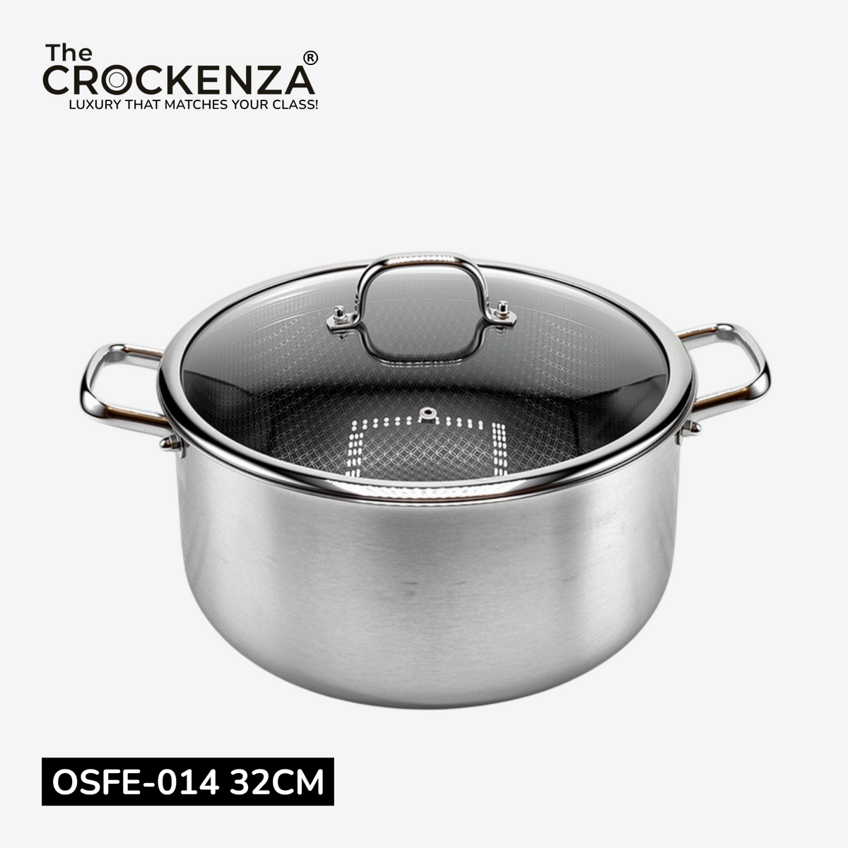 OSFE Honeycomb Stainless Steel Triply Casserole with Glass Lid – Premium Cooking Pot