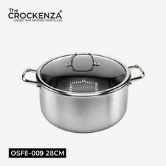 OSFE Honeycomb Stainless Steel Triply Casserole with Glass Lid – Premium Cooking Pot