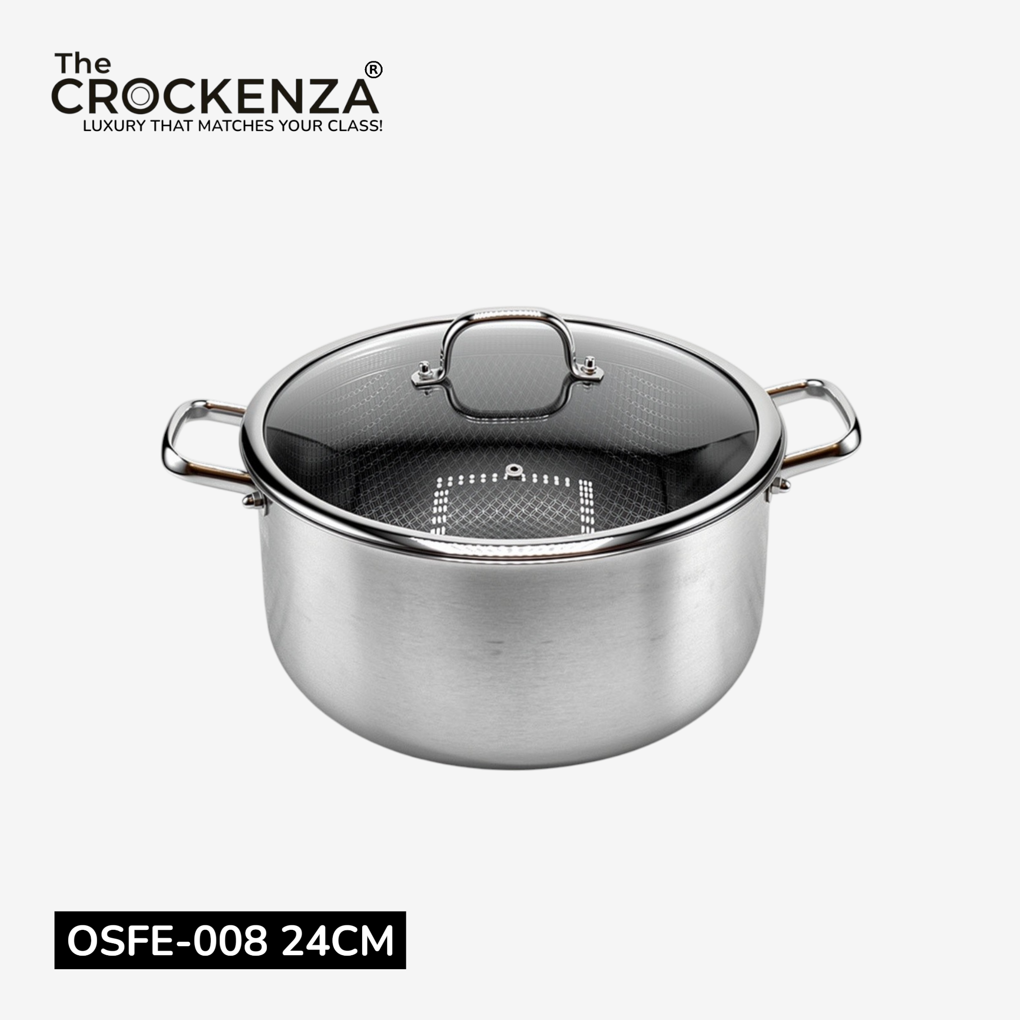 OSFE Honeycomb Stainless Steel Triply Casserole with Glass Lid – Premium Cooking Pot