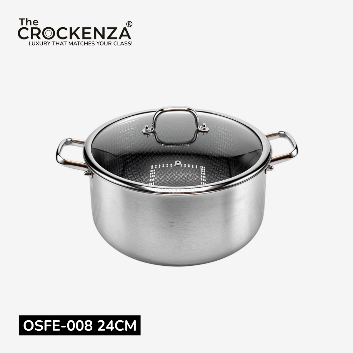 OSFE Honeycomb Stainless Steel Triply Casserole with Glass Lid – Premium Cooking Pot