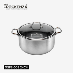 OSFE Honeycomb Stainless Steel Triply Casserole with Glass Lid – Premium Cooking Pot
