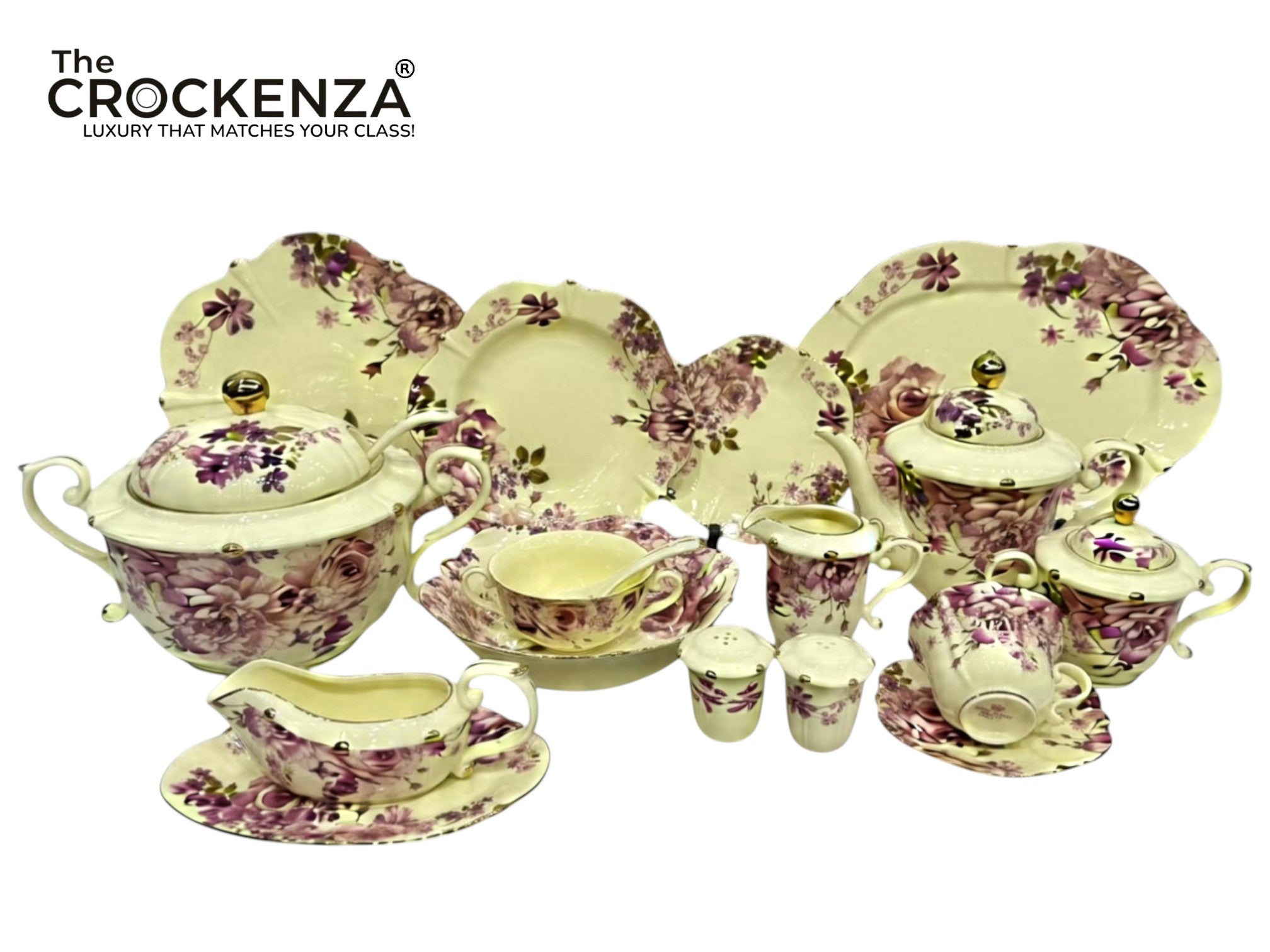 Imported Premium 75 Pcs Dinner Set for 8-persons Serving - Inspired by Royal Albert England