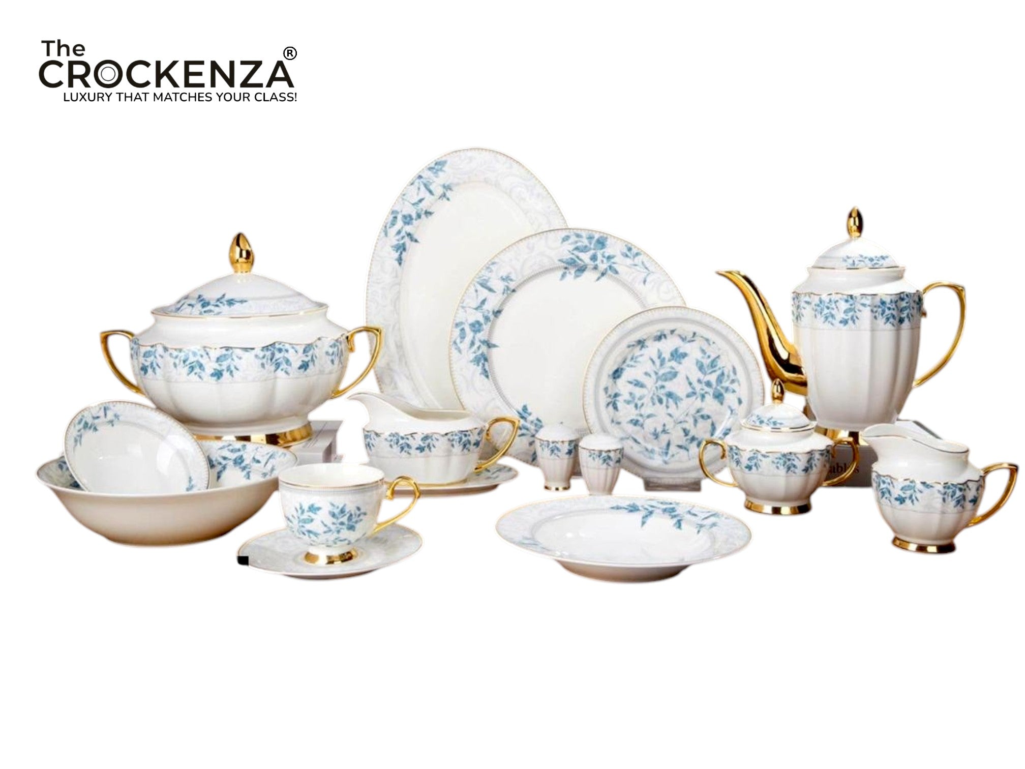 Johnson Bros Inspired Royal Floral Bone China Luxury Dinner Set | 65 & 89 Piece Gold-Gilded Collection