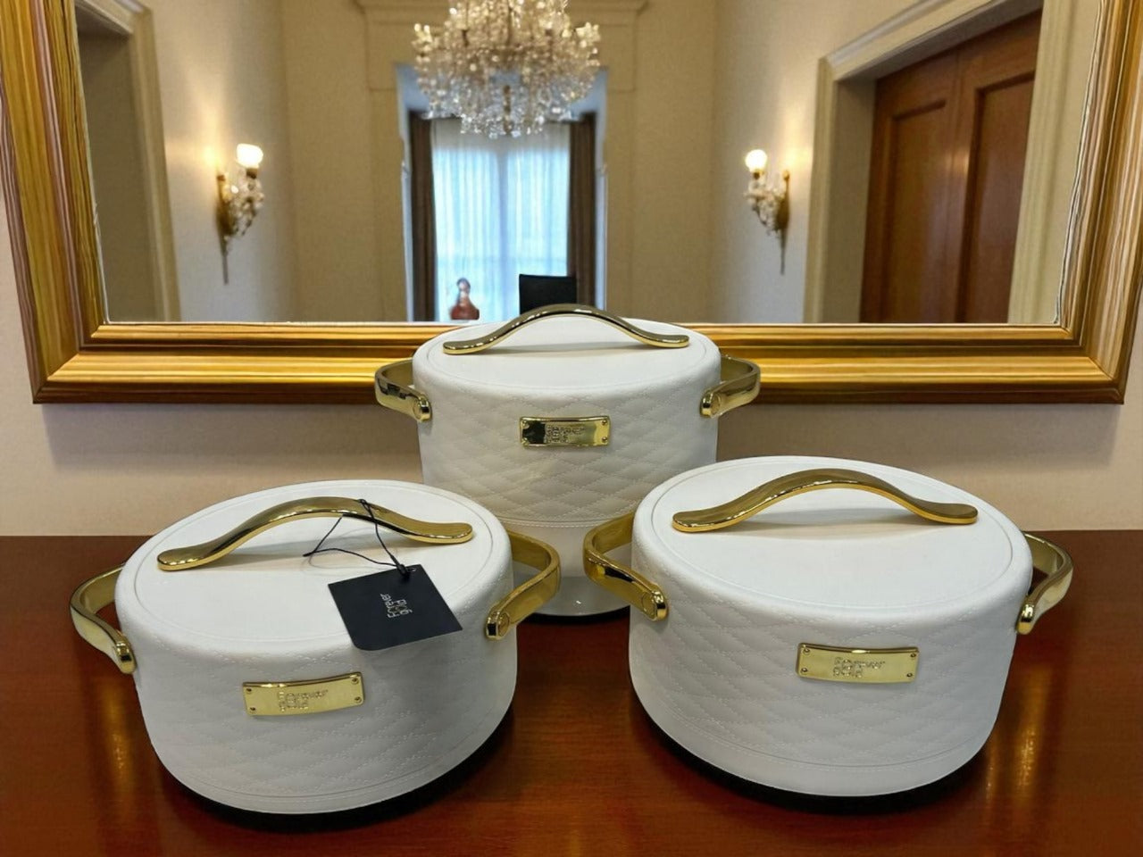 Forever Gold Imported Thermal Hotpot Set – White with Premium Gold Accents