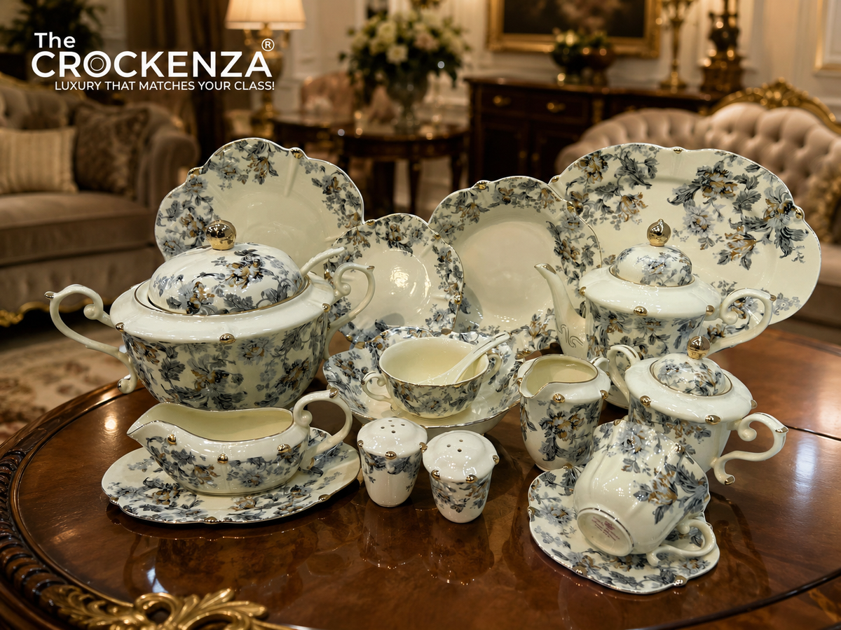Imported Premium 75 Pcs Dinner Set for 8-persons Serving - Inspired by Royal Albert England