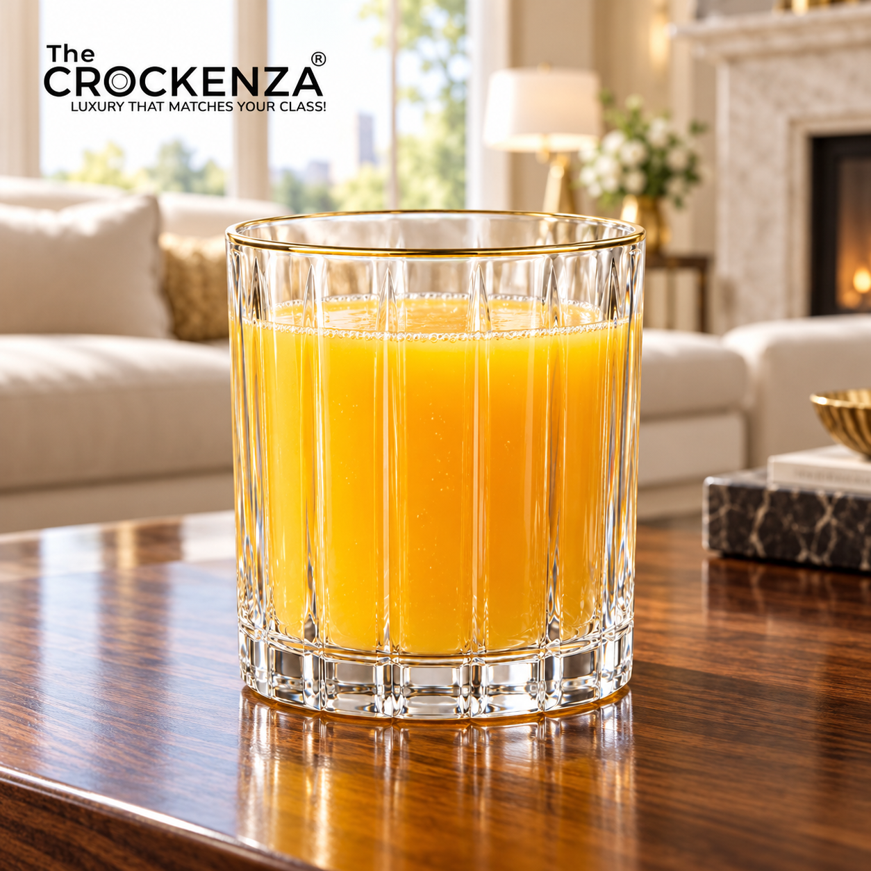 Luxury Gold Rim Drinking Glass Set – 6 Piece Decorative Juice & Water Tumblers