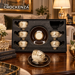 Johnson Bros Inspired 12-Piece Floral Cups & Saucers Set –Elegant for Home, Guests & Gifting