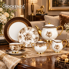 24 Piece Luxury Johnson Bros inspired Bone China Tea Set – Heritage Sepia Floral Tea Set