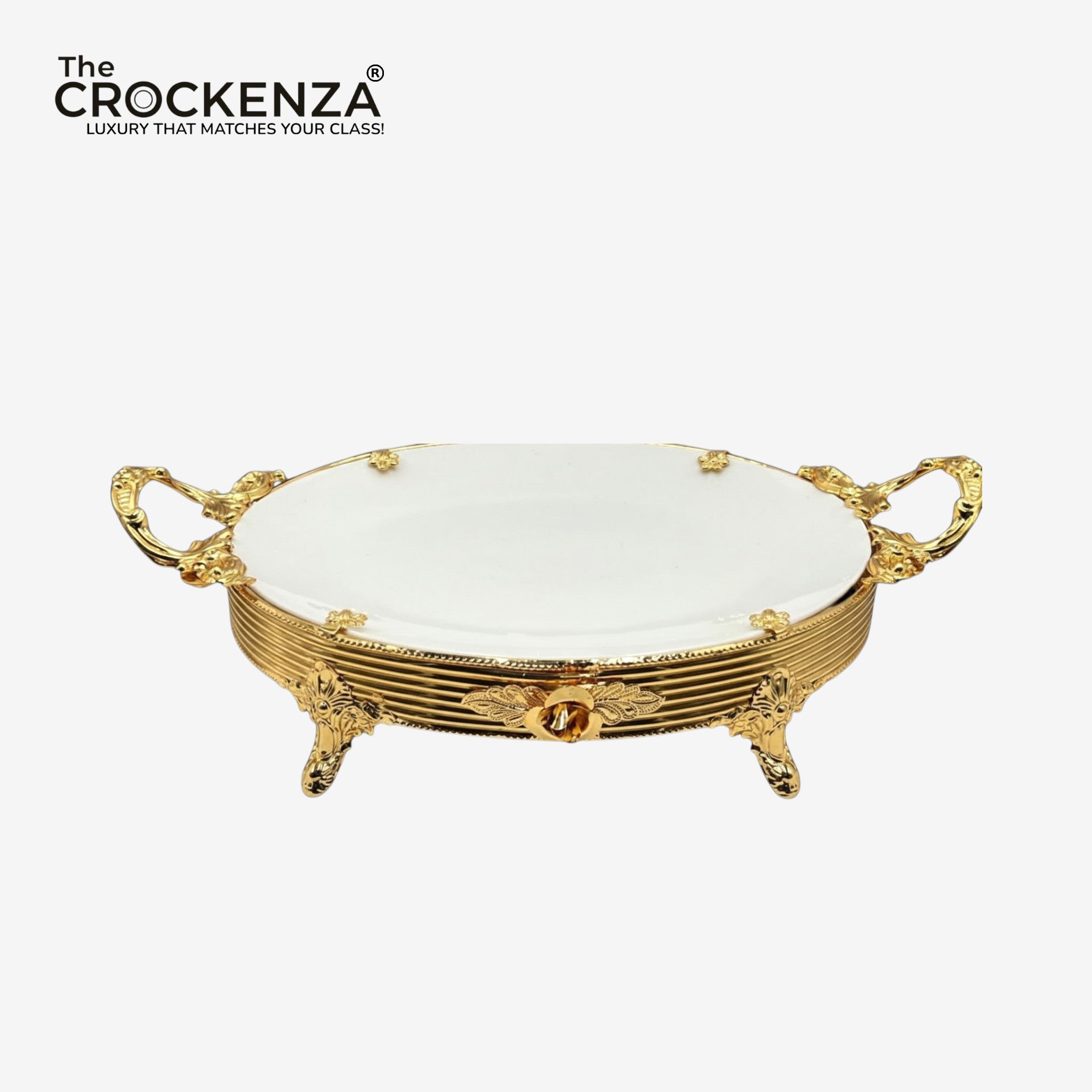 Luxury Golden Platter with Handles | Elegant Decorative Serving Tray