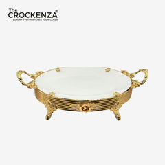 Luxury Golden Platter with Handles | Elegant Decorative Serving Tray