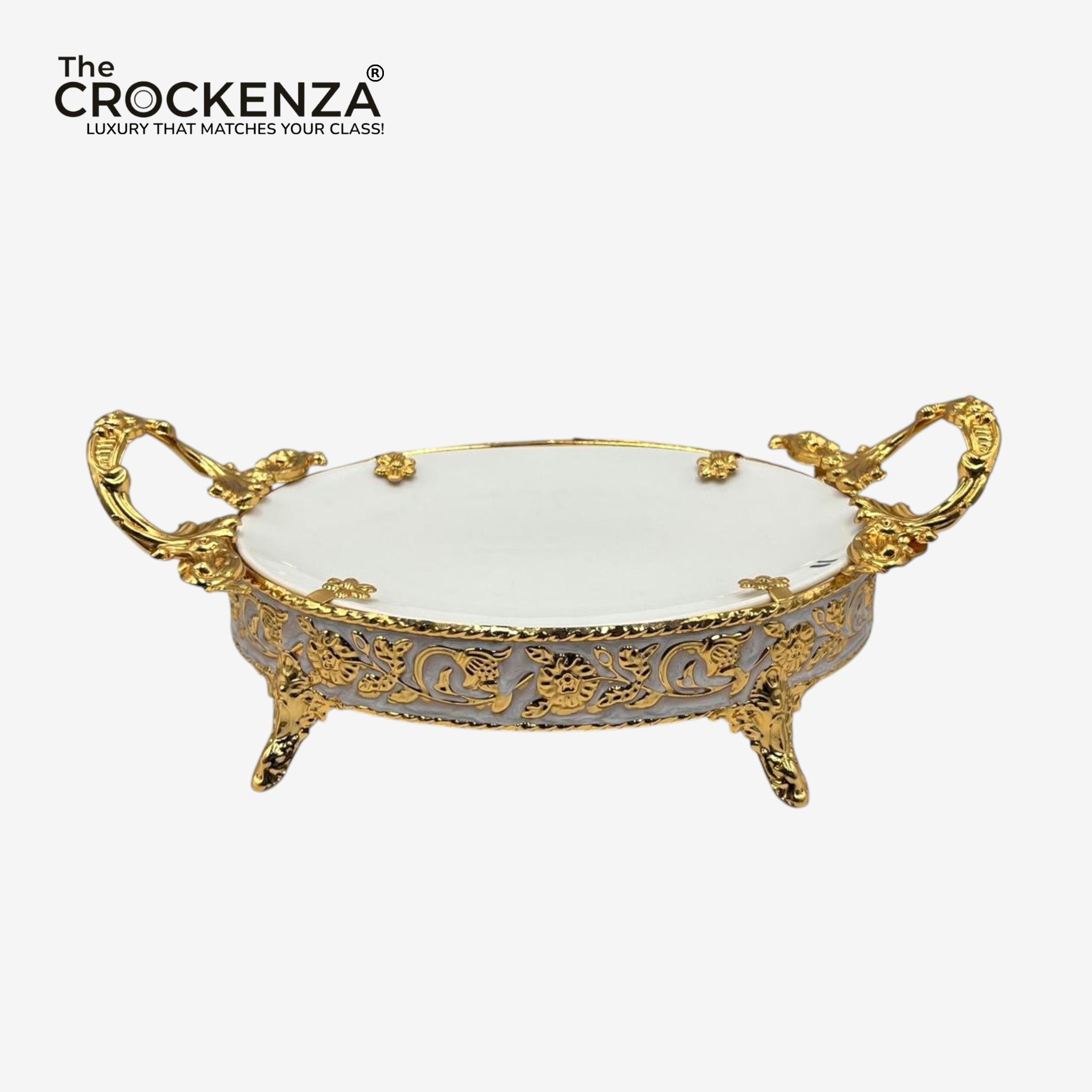 Luxury Golden Platter with Handles | Elegant Decorative Serving Tray