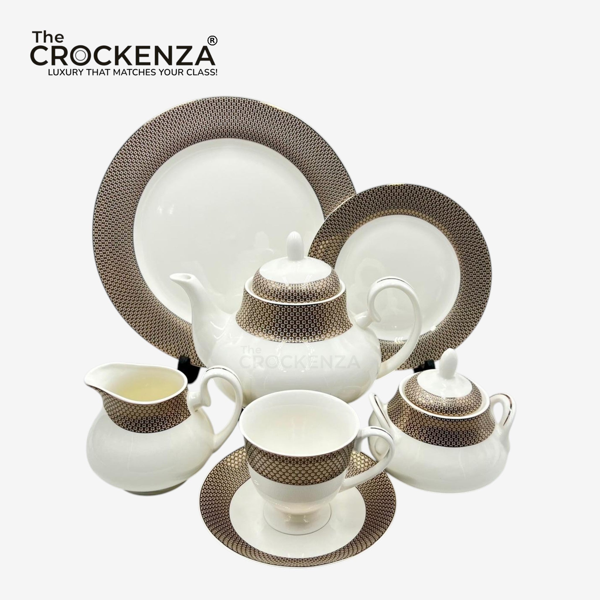 Royal Mosaic 24-Piece Imported Super Bone Tea Set – 6 Person Serving