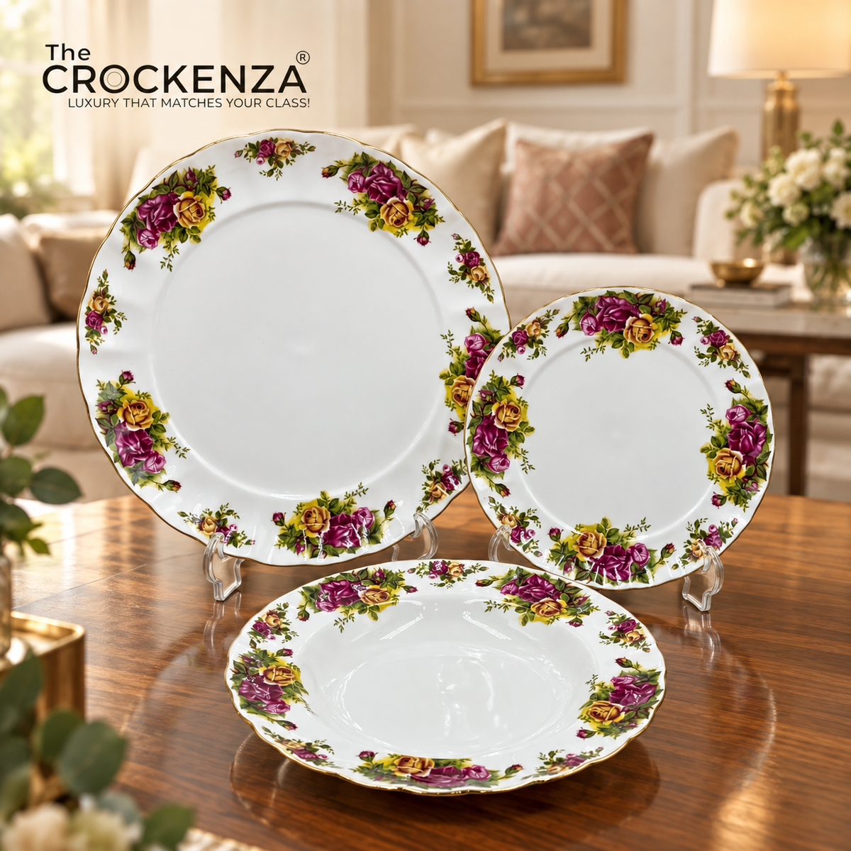 Royal Vintage Old Country Roses Plate Set – Inspired by Royal Albert 18 (Pcs)