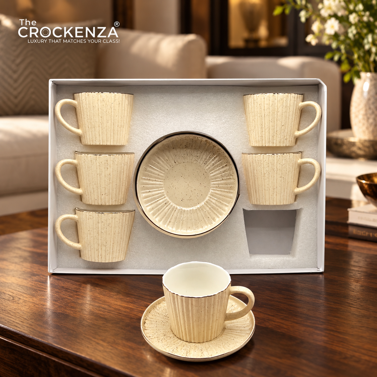 Imported Ceramic Cup & Saucer Set – Elegant Matte Finish