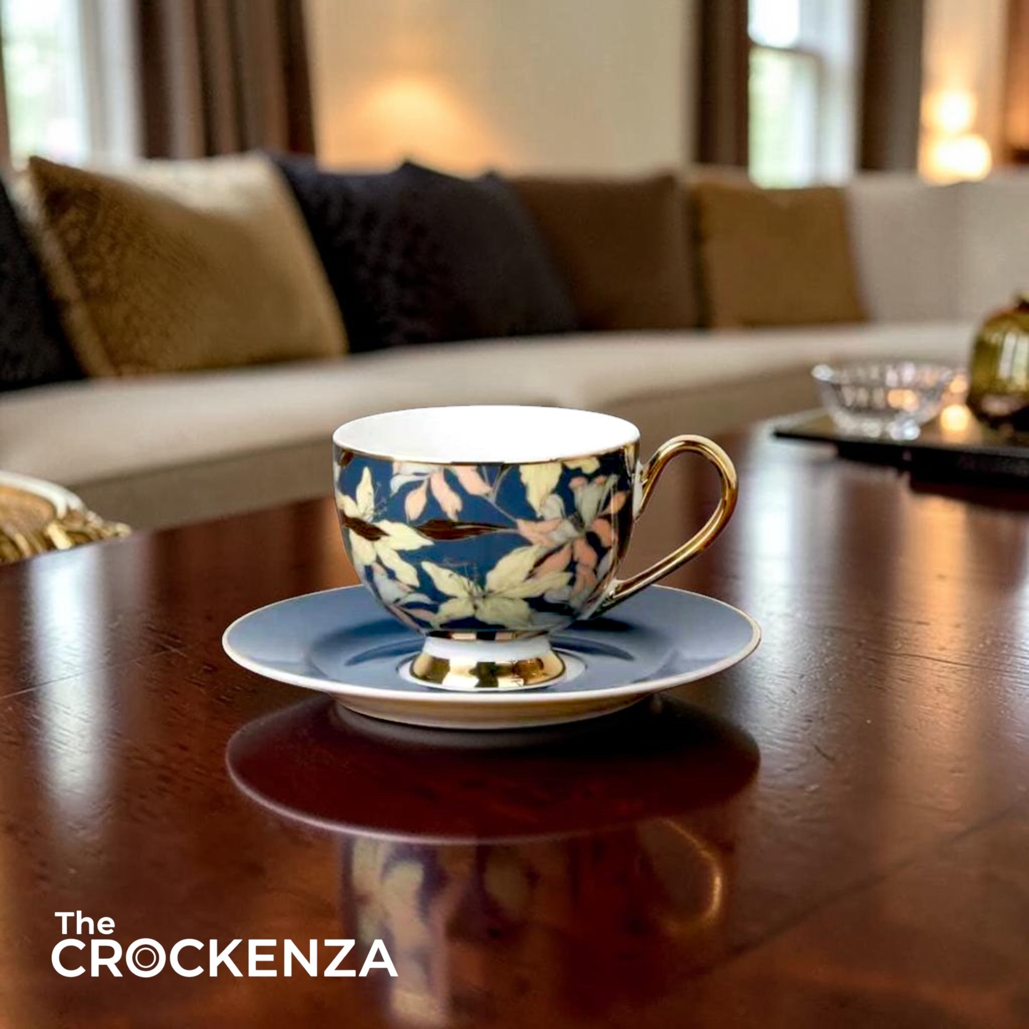 Johnson Bros Inspired 12-Piece Floral Cups & Saucers Set – Premium Floral Tea Set