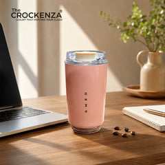 SMEG Style Premium Stainless Steel Travel Tumbler – Leak-Proof Coffee Cup with Clear Lid | Pink 320ML