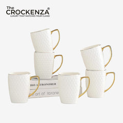 Imperial Thailand-Inspired 6-Piece Luxury Mug Set – White & Gold