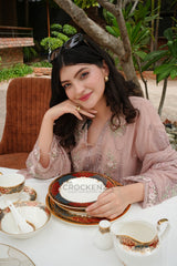 Royal Yamasen Japan-inspired Gold & Maroon Dinnerware Set | Luxury 75/103 Piece Collection for 8 & 12 Persons Serving