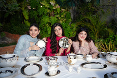Noir Blossom Royal Bone China Dinner Set - Johnson Bros Inspired | 65 and 89 Piece Serving