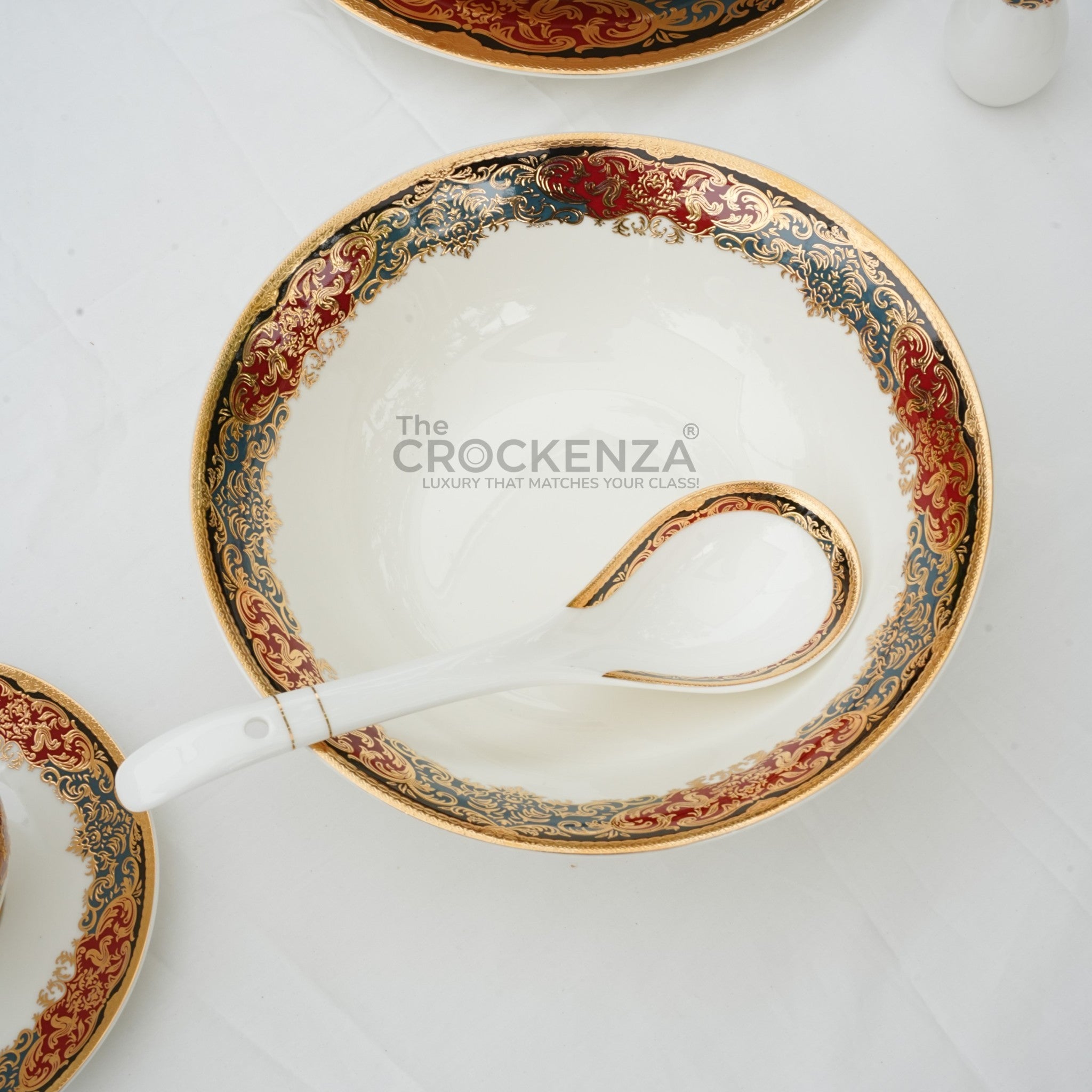 Royal Yamasen Japan-inspired Gold & Maroon Dinnerware Set | Luxury 75/103 Piece Collection for 8 & 12 Persons Serving