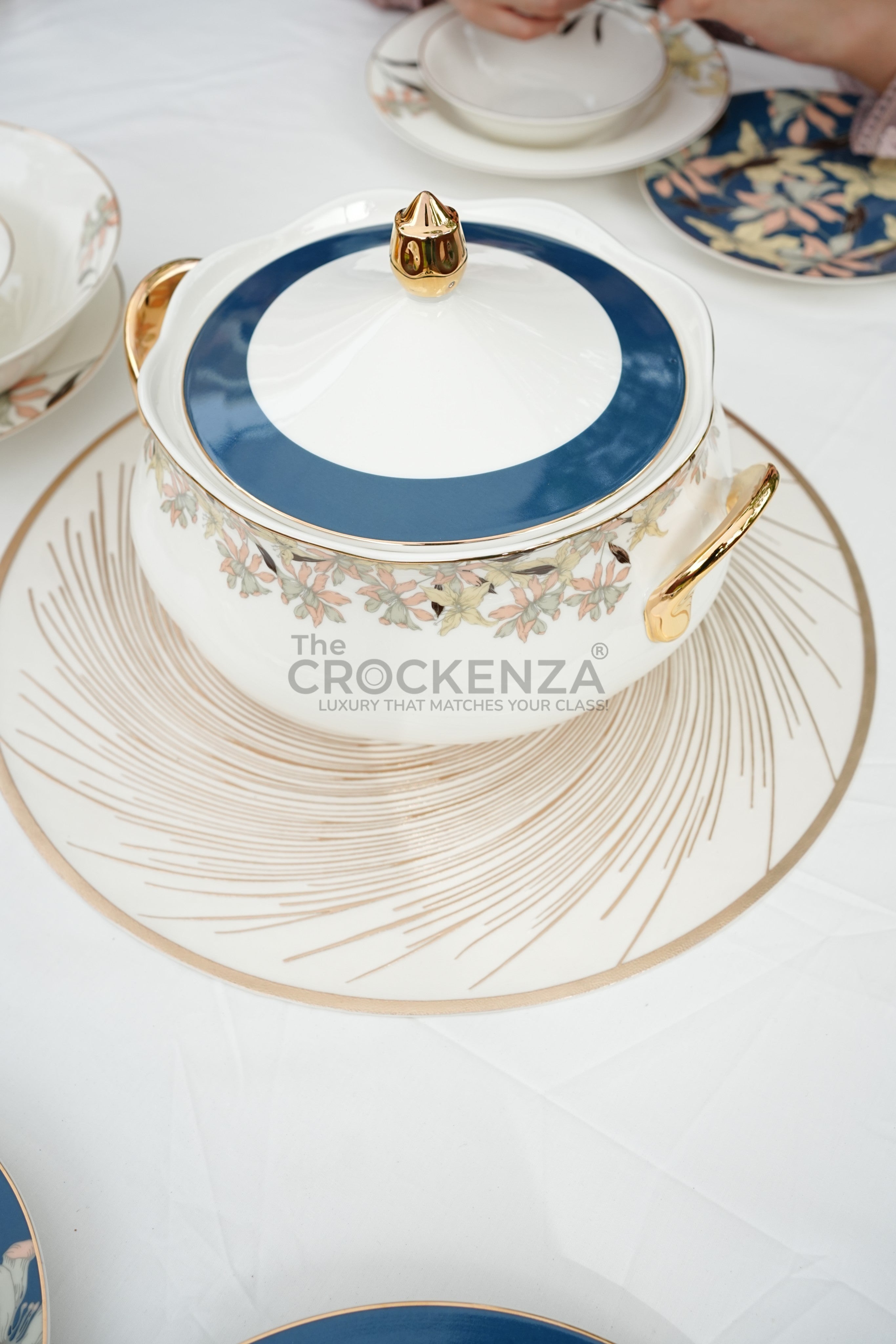 Johnson Bros Inspired Royal Floral Bone China Luxury Dinner Set | 65 & 89 Piece Royal Azure Bloom