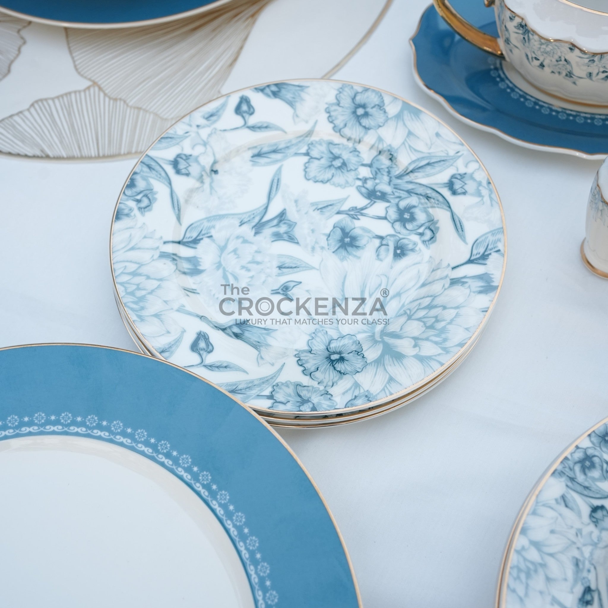 Johnson Bros Inspired Royal Floral Bone China Luxury Dinner Set | 65 & 89 Piece Gold-Gilded Collection