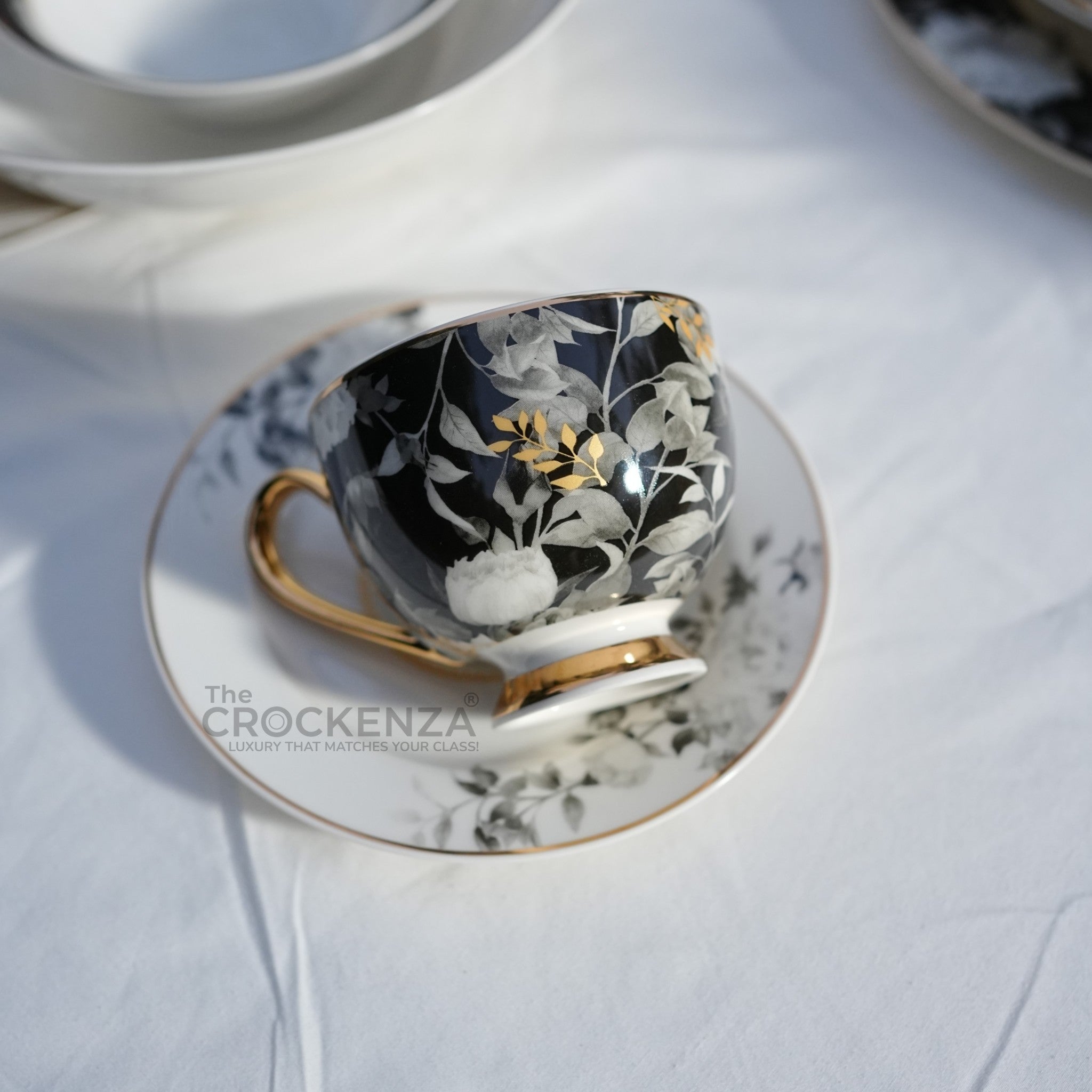 Noir Blossom Royal Bone China Dinner Set - Johnson Bros Inspired | 65 and 89 Piece Serving