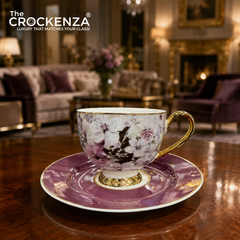 Victorian Flora Tea Cup & Saucer Set – Johnson Bros-Inspired Vintage Chintz with Gold Detailing