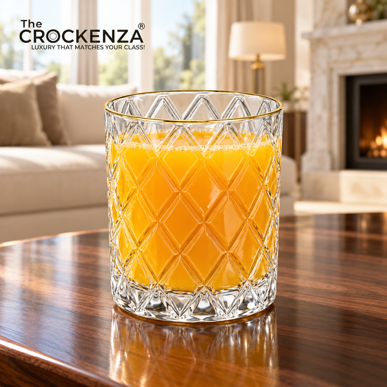 Luxury Gold Rim Drinking Glass Set – 6 Piece Decorative Juice & Water Tumblers