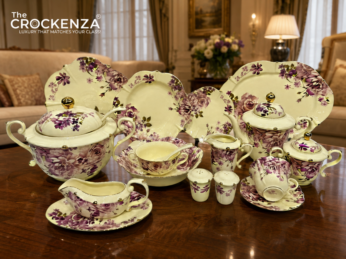 Imported Premium 75 Pcs Dinner Set for 8-persons Serving - Inspired by Royal Albert England
