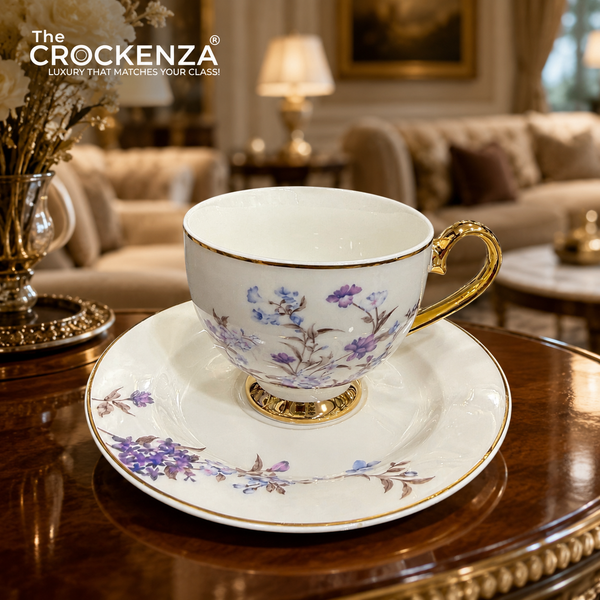 Johnson Bros Inspired 12-Piece Floral Cups & Saucers Set – Elegant Imported Cup & Saucers Set for Home & Gifting