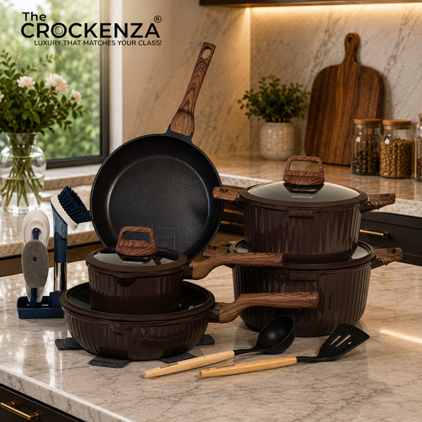 DONNOR AURA 20-Piece Granite Coated Never-Stick Cookware Set – Premium Pots, Pans & Kitchen Essentials