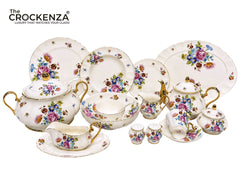 Royal Albert-Style 8-Person Vintage Floral Bone China Dinner Set