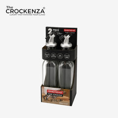2-Piece Glass Oil and Vinegar Cruet Bottle Set with Lever Pour Spouts – Leakproof Liquid Seasoning Dispenser Set