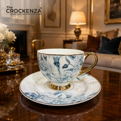 Johnson Bros Inspired 12-Piece Floral Cups & Saucers Set – Premium Floral Tea Set
