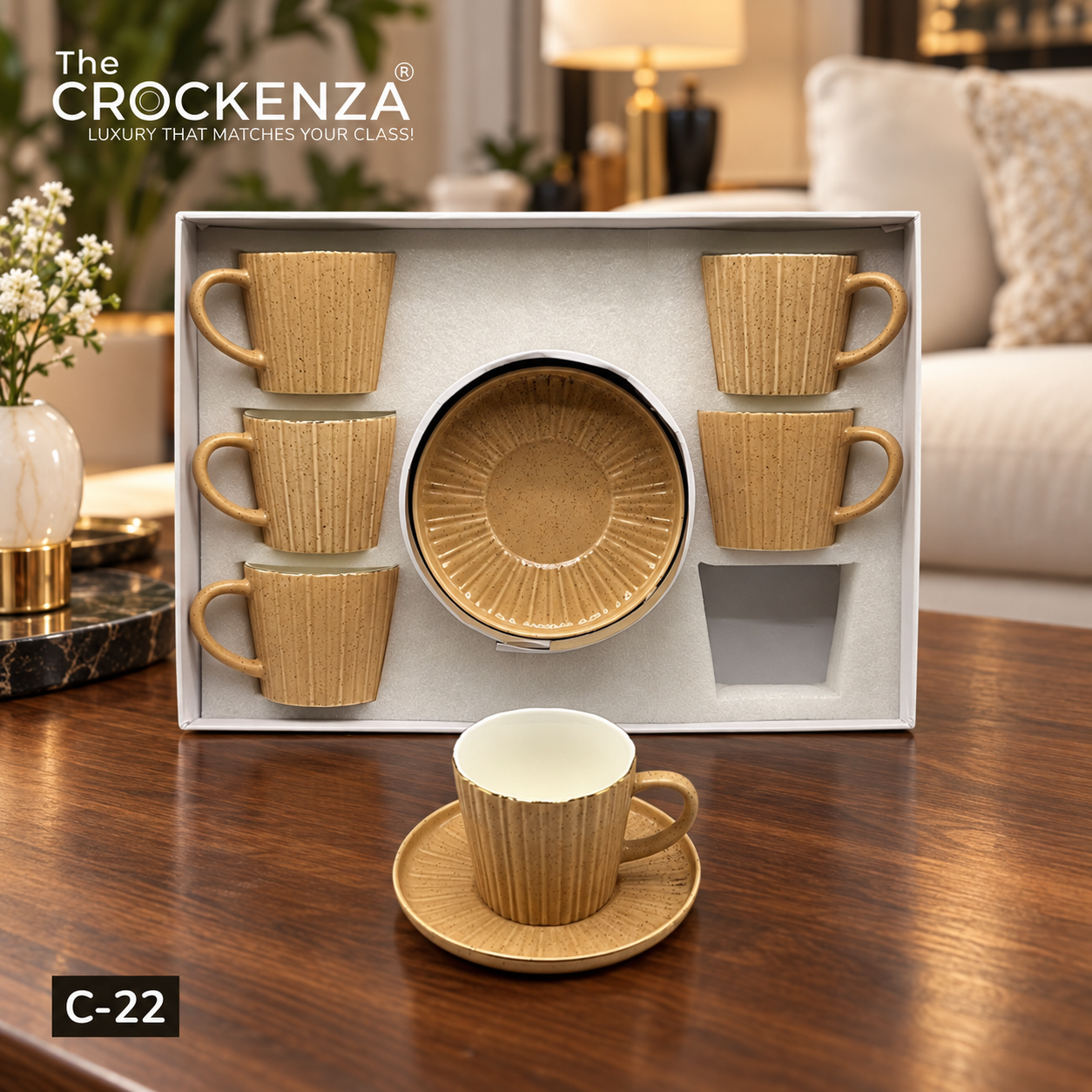 Imported Ceramic Cup & Saucer Set – Elegant Matte Finish