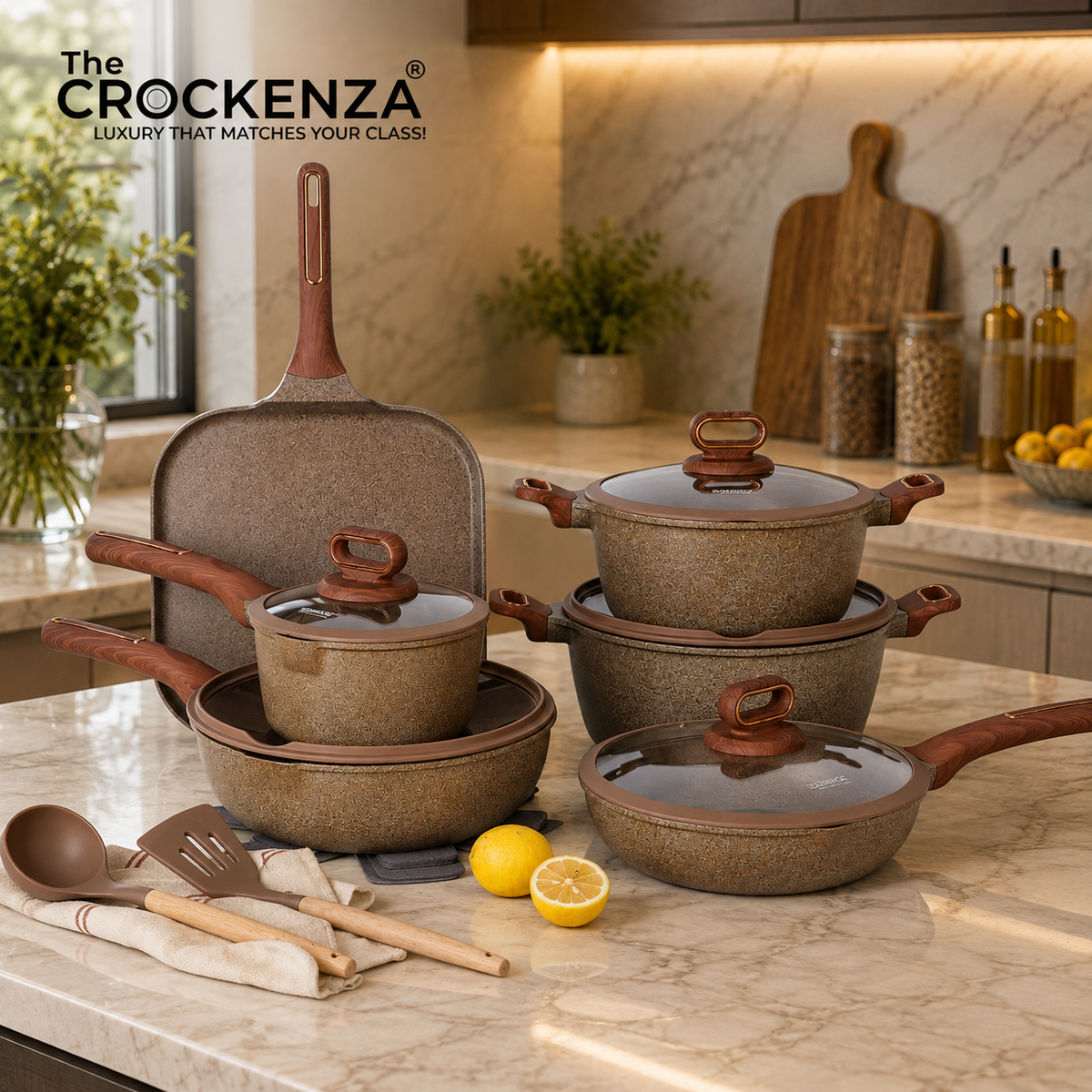 Imported DONNOR BERRY 16-Piece Healthy Granite-coated Cookware Set | Induction Bottom