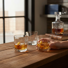 Elegant Crystal Whiskey Glasses – 6-Piece Imported Set | Gold-Rimmed Tumbler Glasses