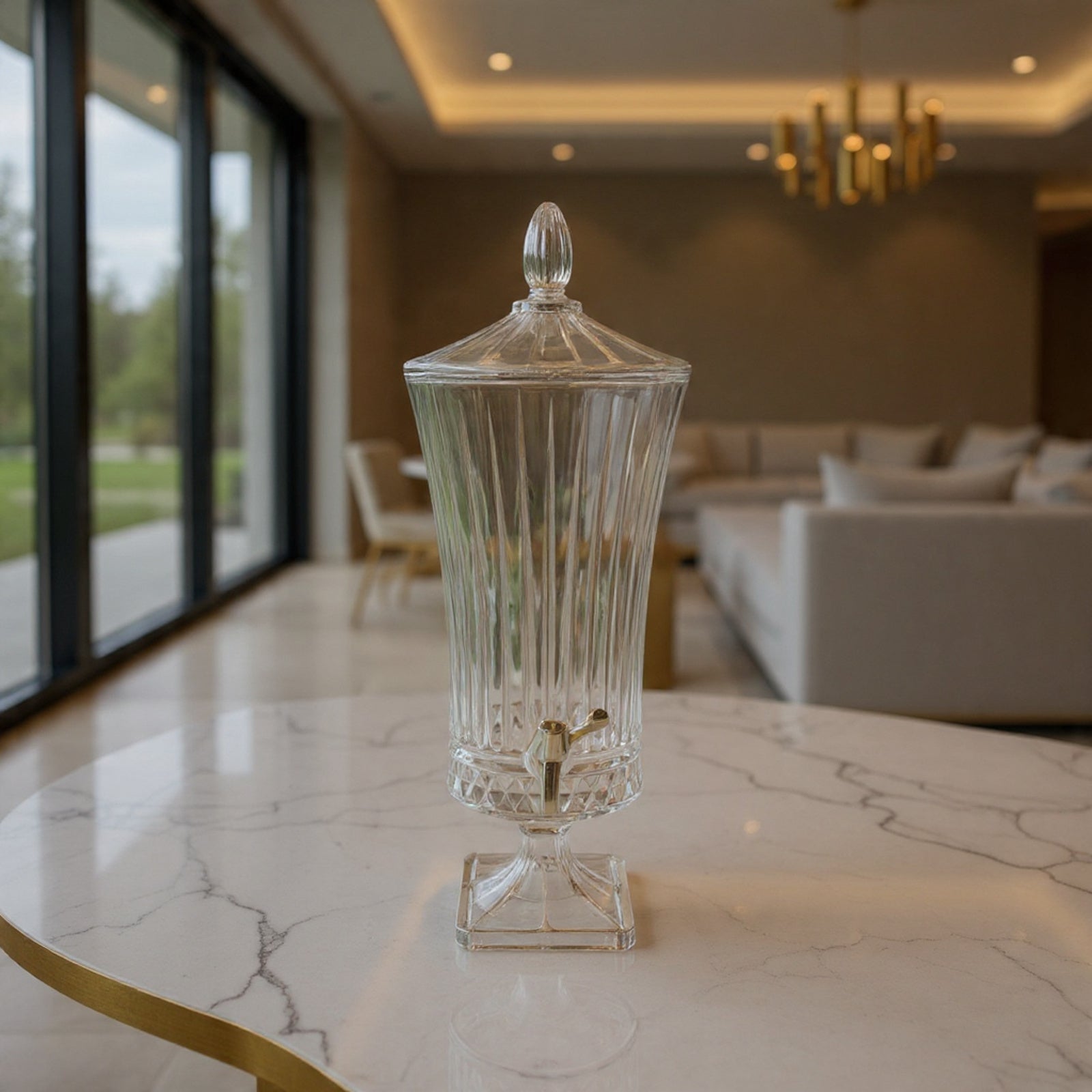 Luxury Crystal Glass Beverage Dispenser with Tap – Premium Drink Dispenser 4.5 Ltr (GD-08)