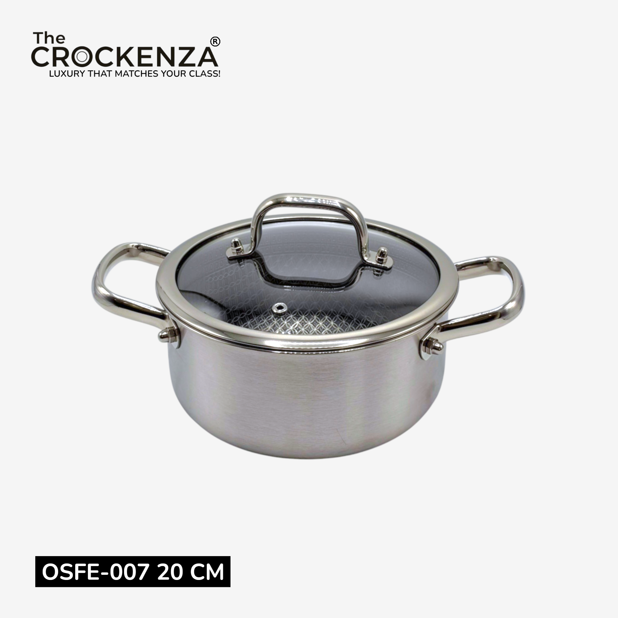 OSFE Honeycomb Stainless Steel Triply Casserole with Glass Lid – Premium Cooking Pot