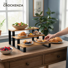Versatile 3-tier Bamboo Multipurpose Platter - Best for Serving Salad & Savories
