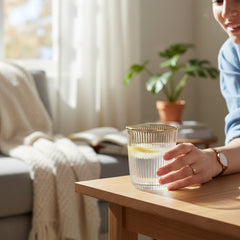 Prestige Series Vertical Texture Glasses – Imported Gold Accent Glassware