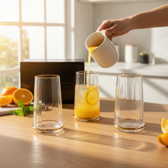 Mid-Century Luxe: Fluted Gold-Base Tumblers (The 'GS-09' Collection)