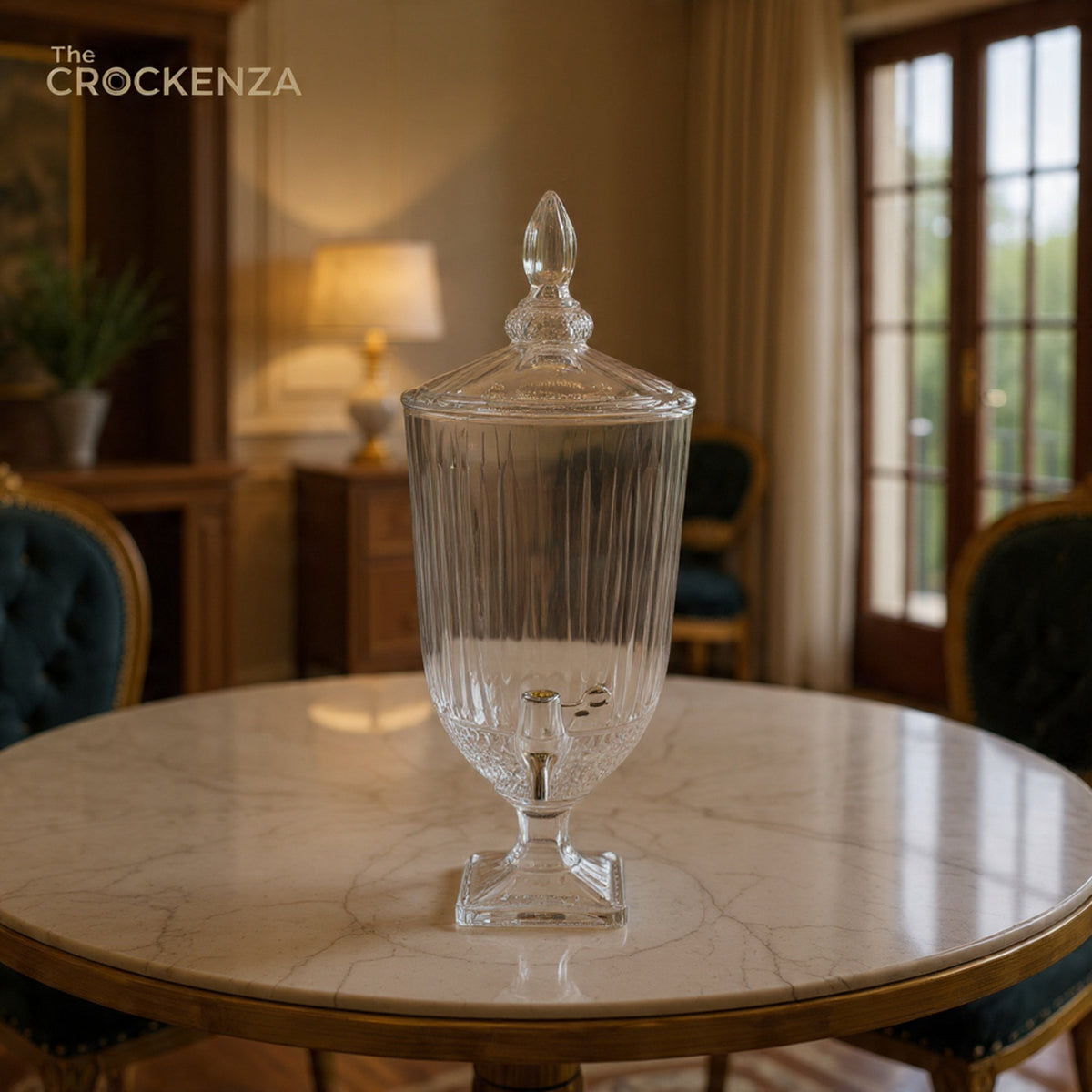 Luxury Crystal Glass Beverage Dispenser with Tap –  Premium Drink Dispenser
