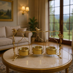 Luxury 3-Piece Gold Partition Dry Fruit Stand – Premium Elegant Serving Set for Elite Homes