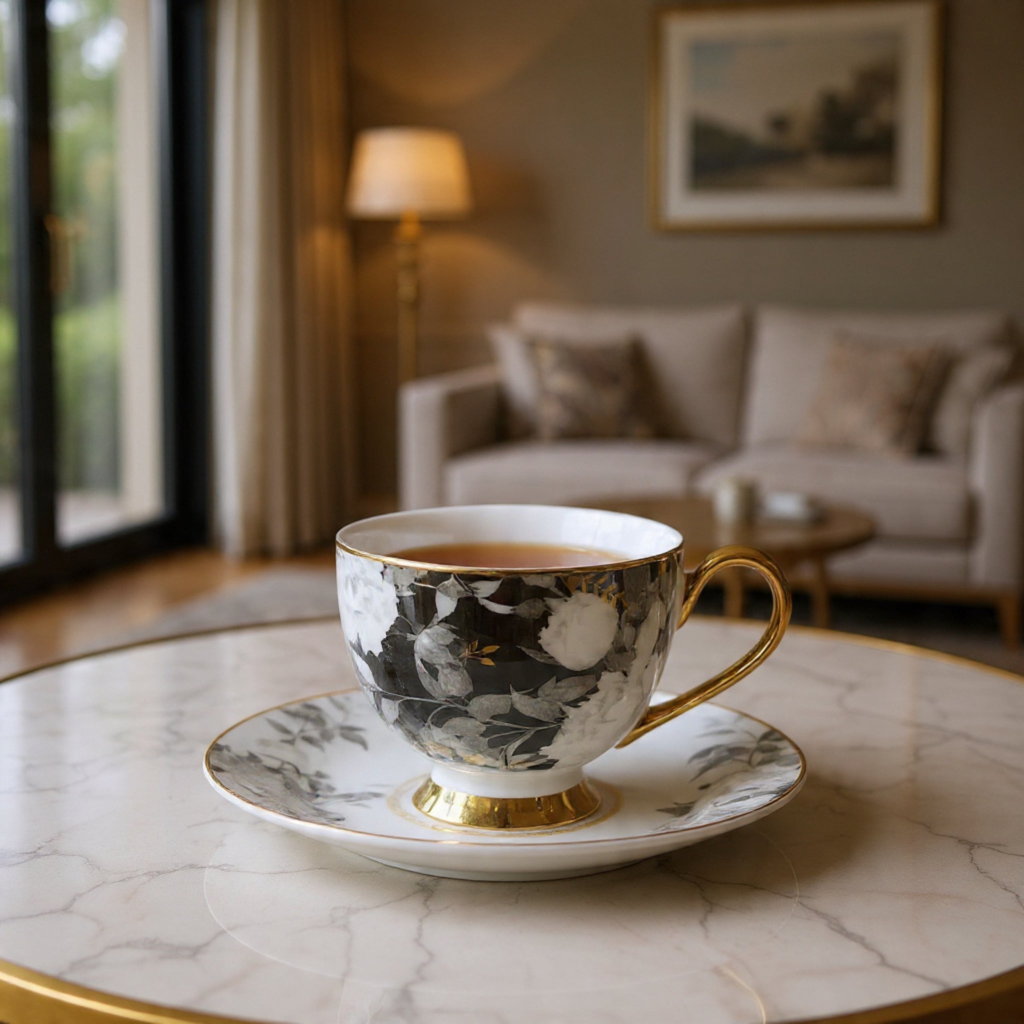 Johnson Bros Inspired 12-Piece Floral Cups & Saucers Set – Elegant Imported Cup & Saucers Set for Home & Gifting