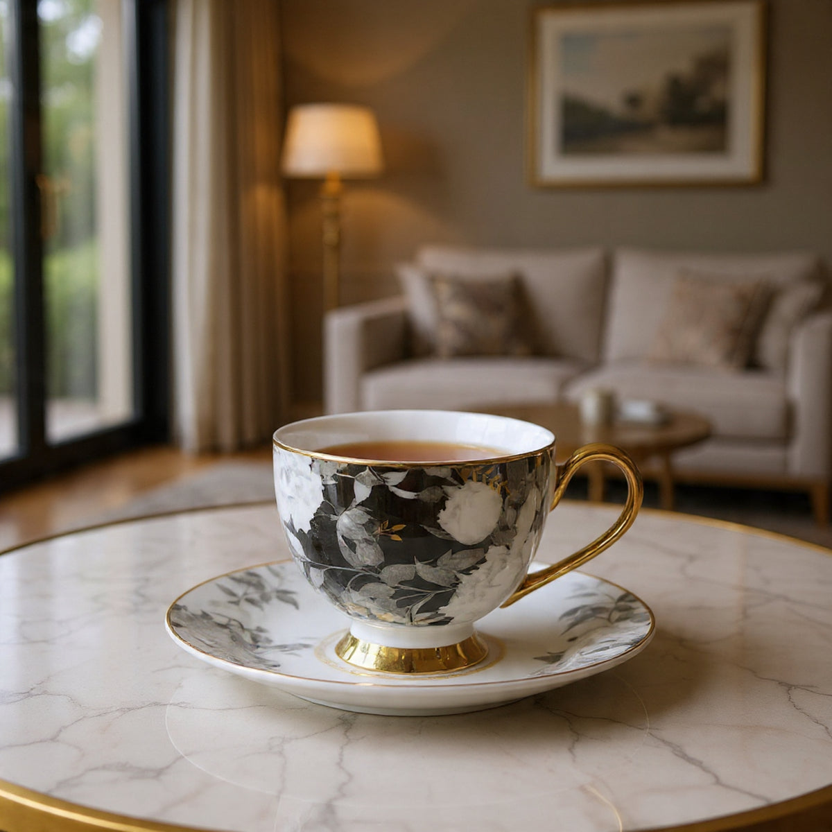 Johnson Bros Inspired 12-Piece Floral Cups & Saucers Set – Elegant Imported Cup & Saucers Set for Home & Gifting